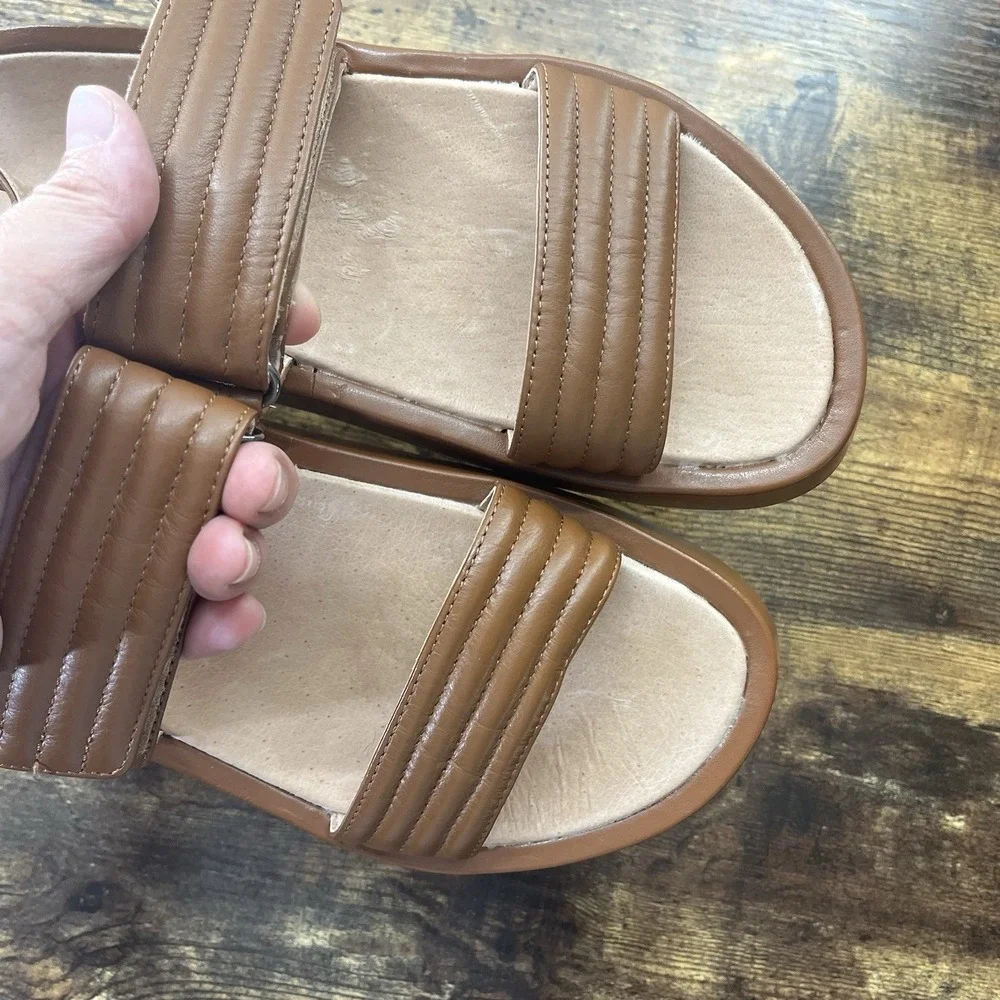 Madewell The Emmalee Sandal English Saddle Tan Leather Platform Puffy Size 8